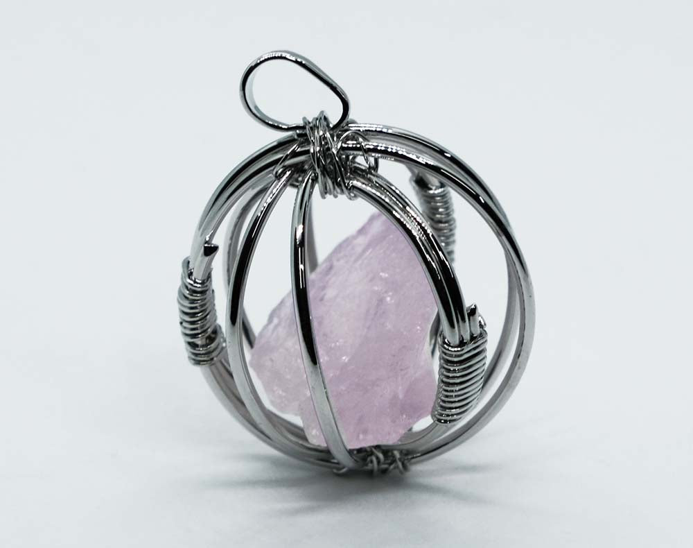 Rough Rose Quartz In Cage On S/P Necklace - itallbeginswithyou