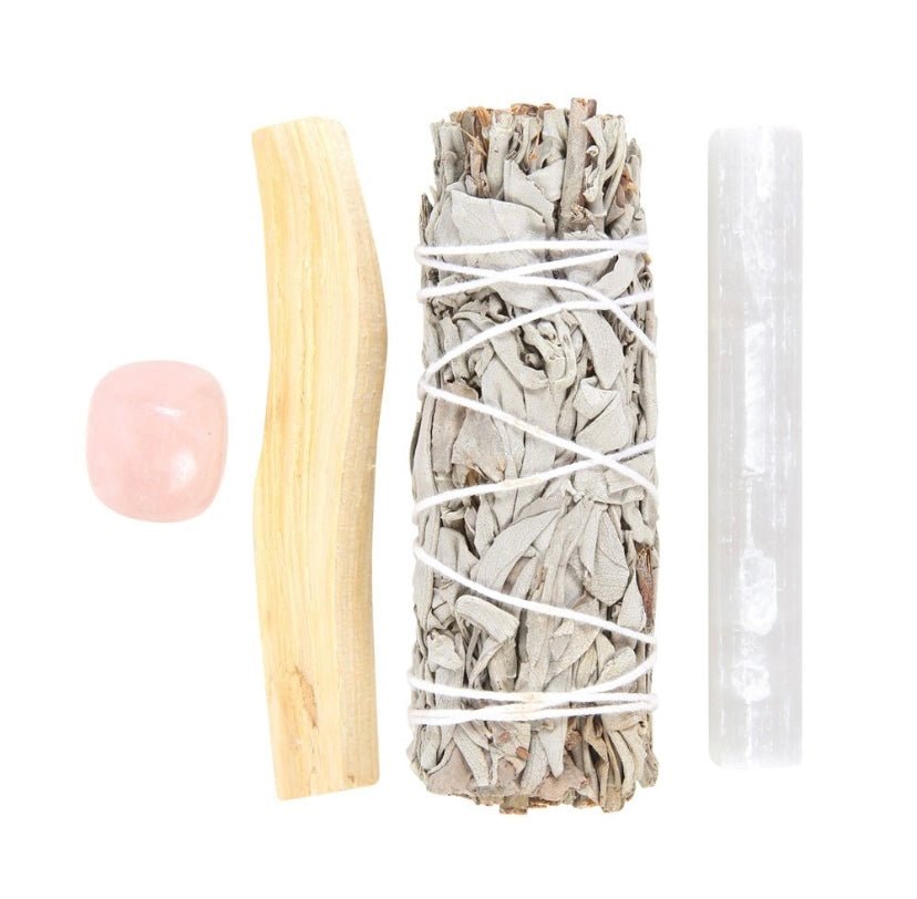 Smudge Kit With Rose Quartz Crystal - itallbeginswithyou