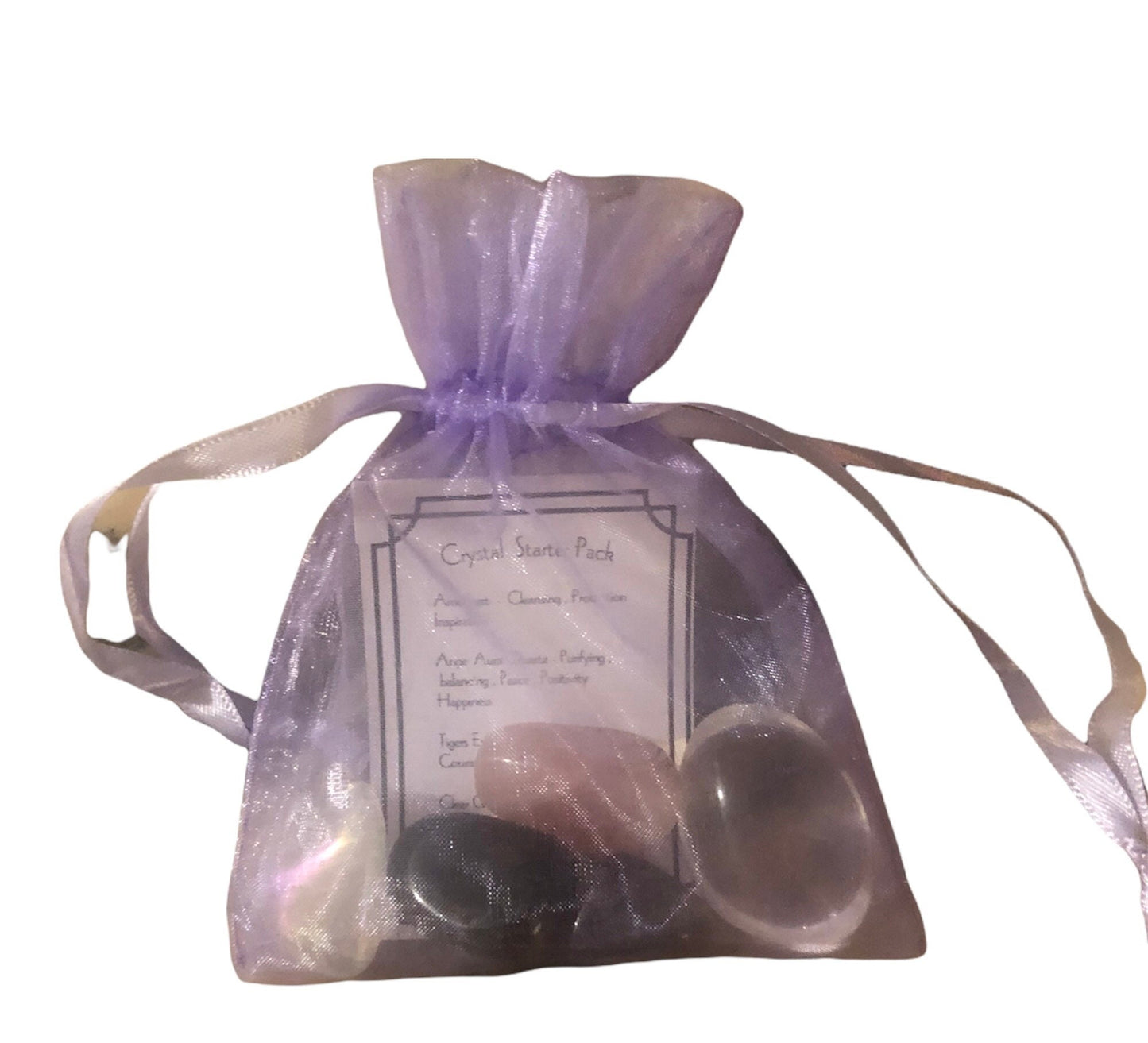 Crystal Starter Kit 5 Piece ,Rose Quartz Amethyst ,Tigers Eye , Clear Quartz , Angel Aura Quartz - itallbeginswithyou