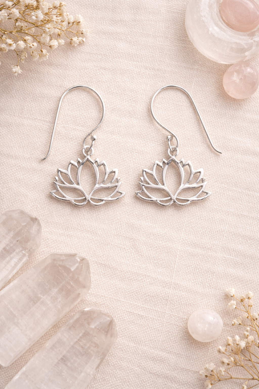 Sterling silver Lotus Flower Earrings