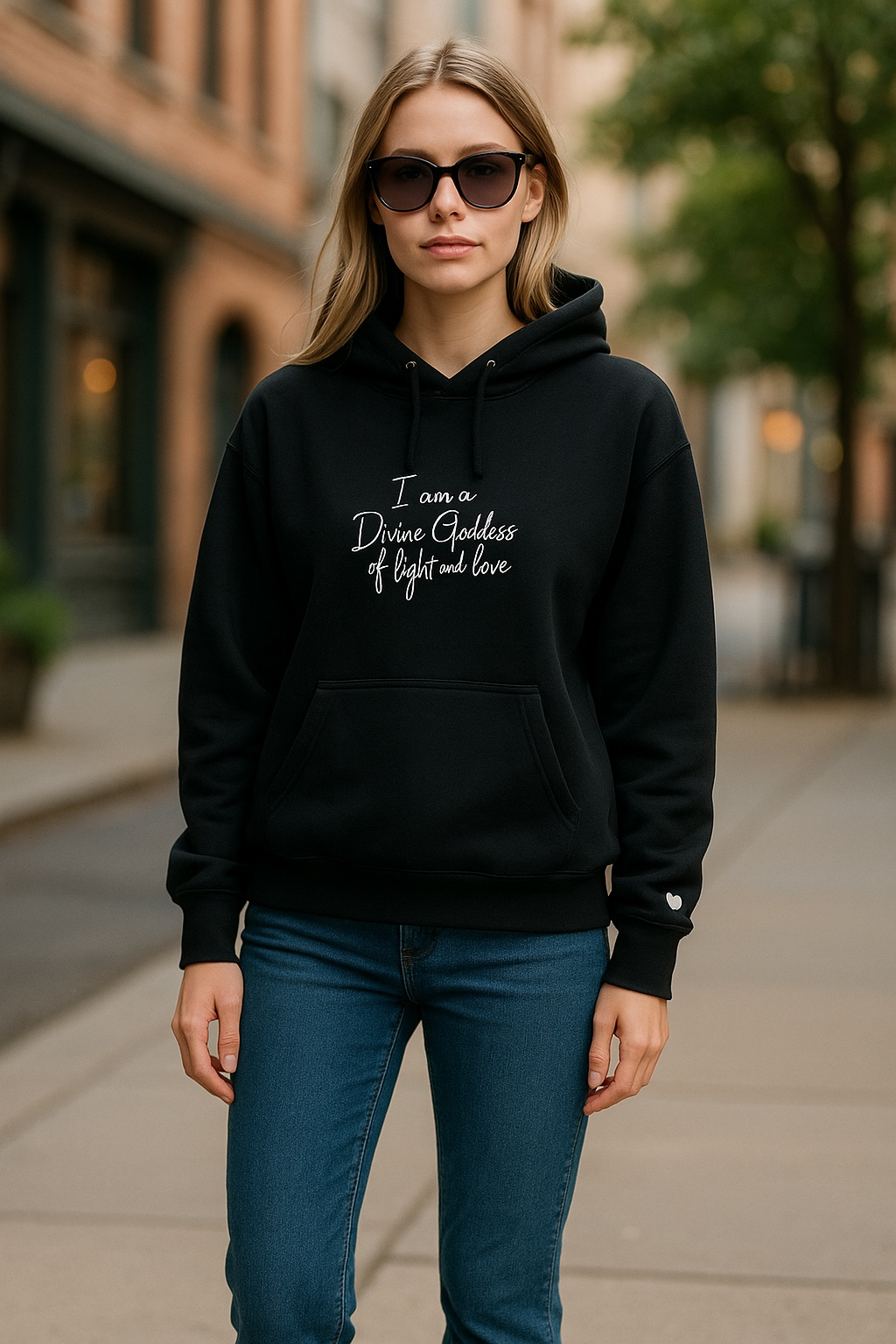 Divine Goddess graphic hoodie, spiritual apparel for empowerment and soulful style.