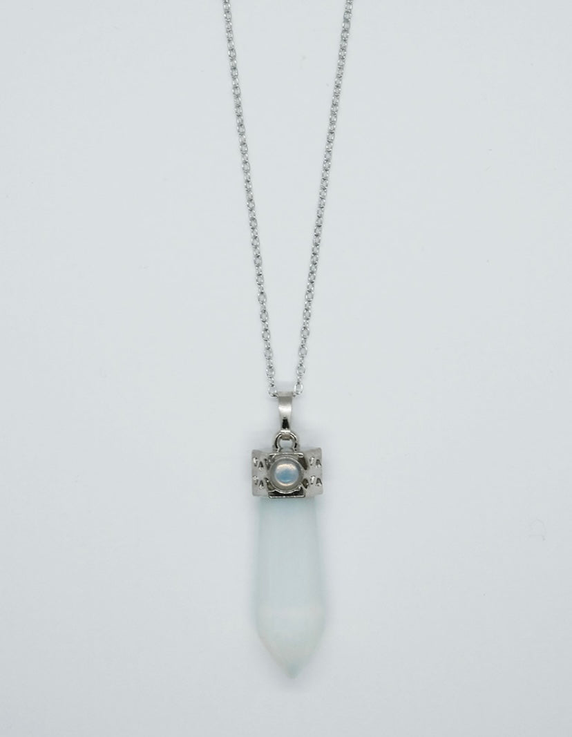 Opalite Wand On Silver Plated Chain