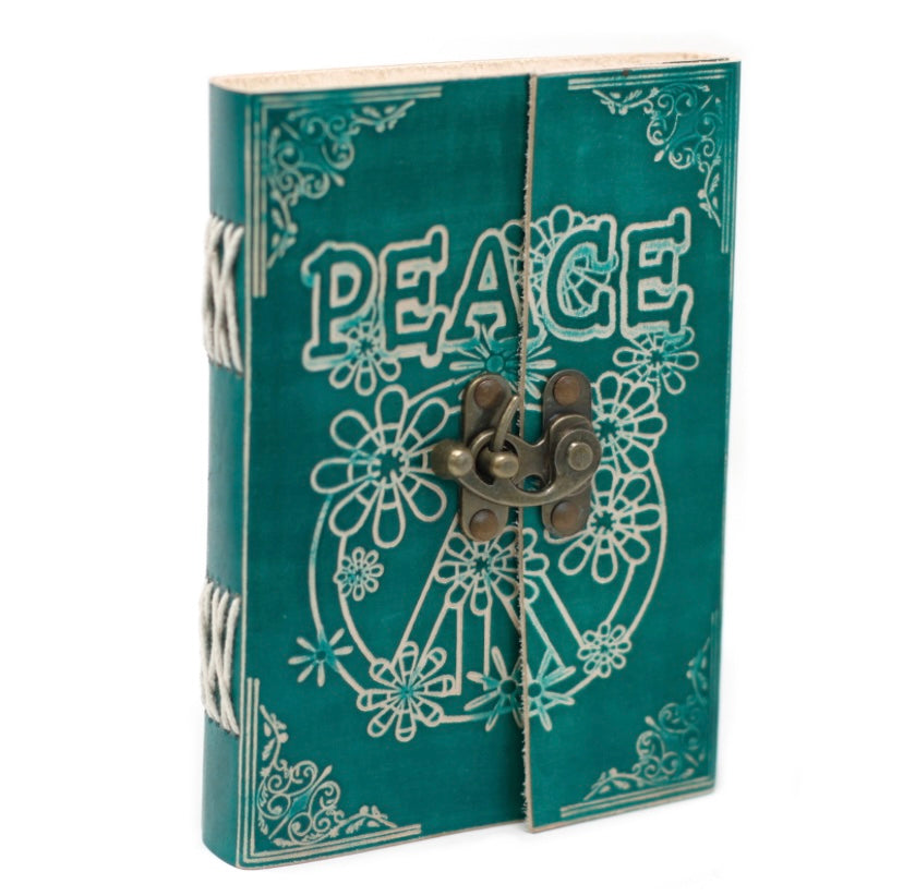 Green Peace Leather Journal With Lock