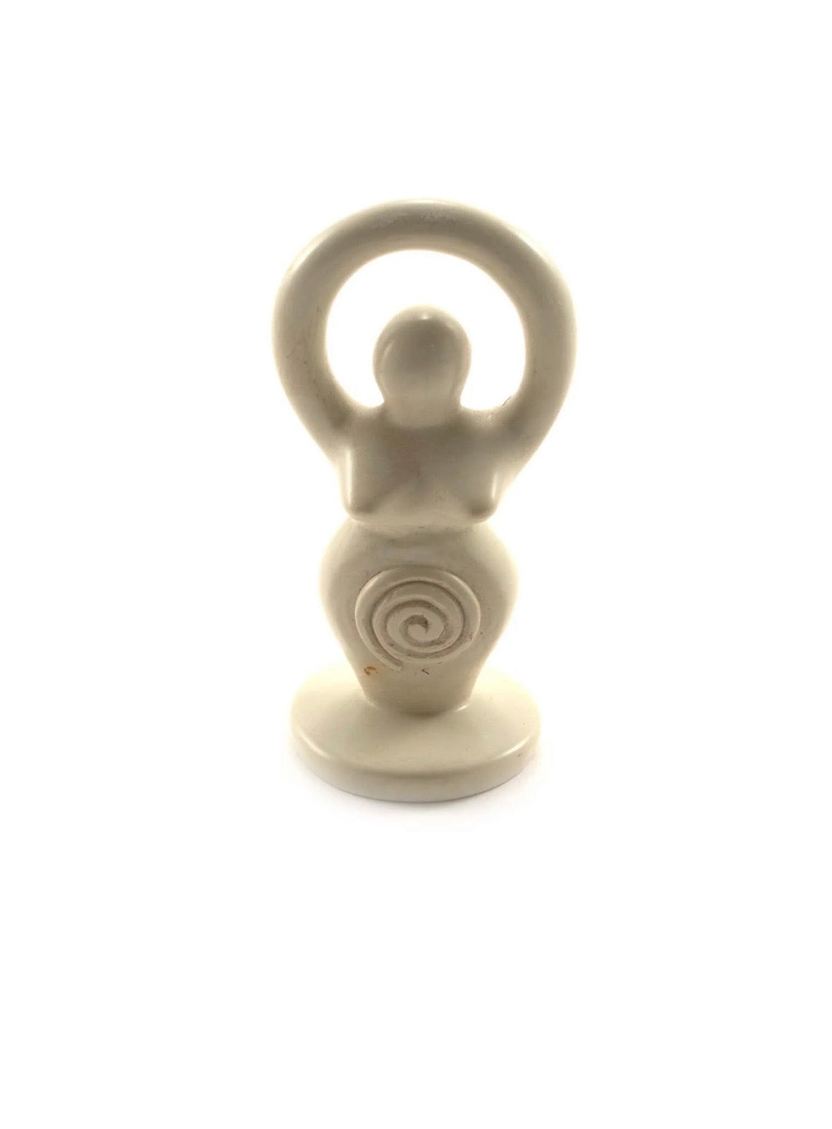 Hand-carved Spiral Goddess soapstone statue with engraved spiral
