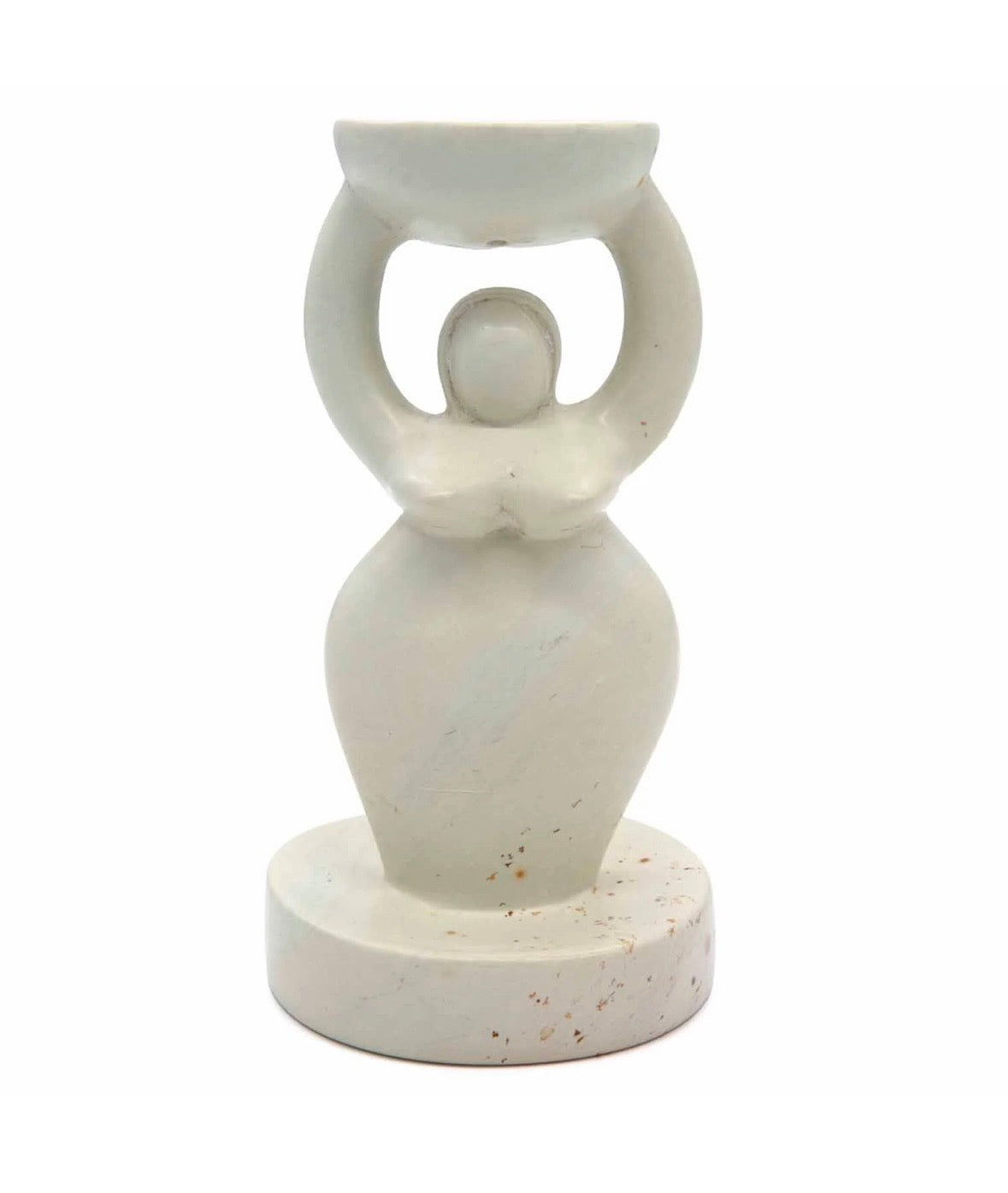 Hand-carved Goddess soapstone incense cone burner front view