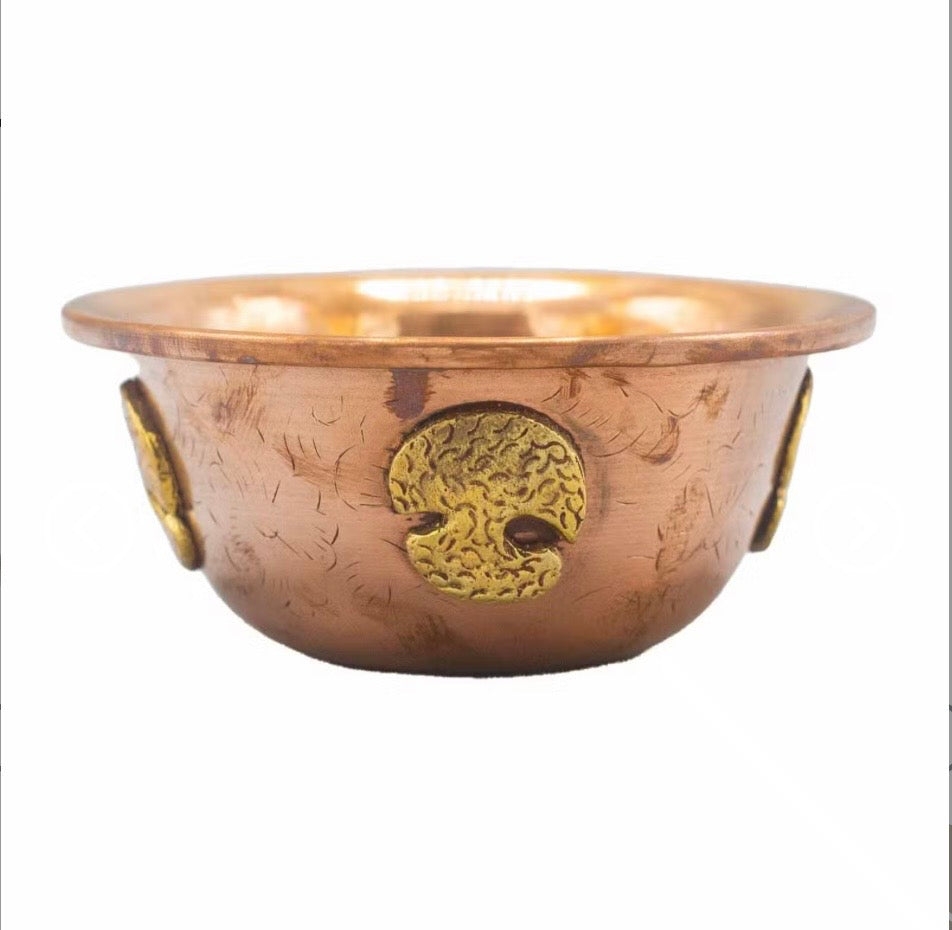 Tree of Life ritual offering bowl with antique copper-style finish