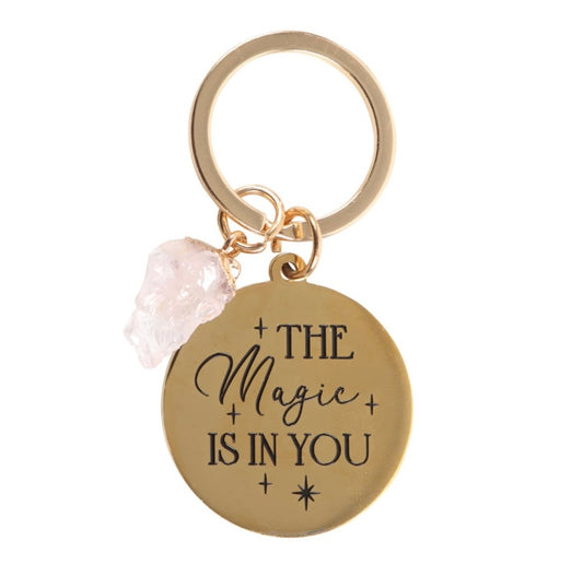 The Magic Is In You Rose Quartz Keyring - itallbeginswithyou