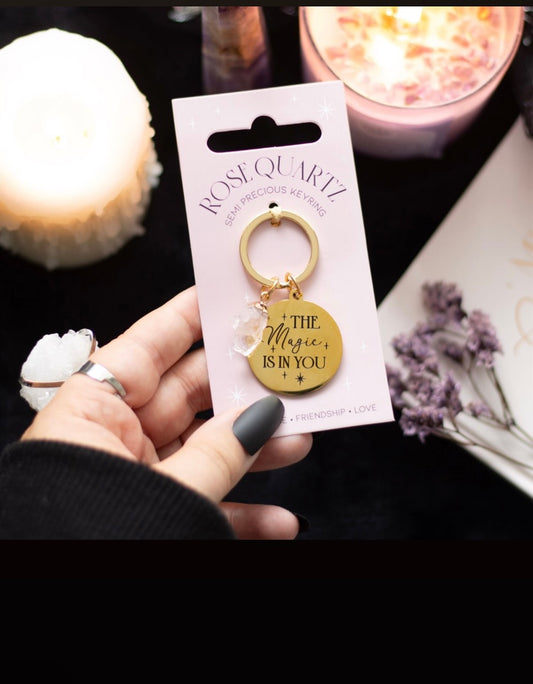 The Magic Is In You Rose Quartz Keyring