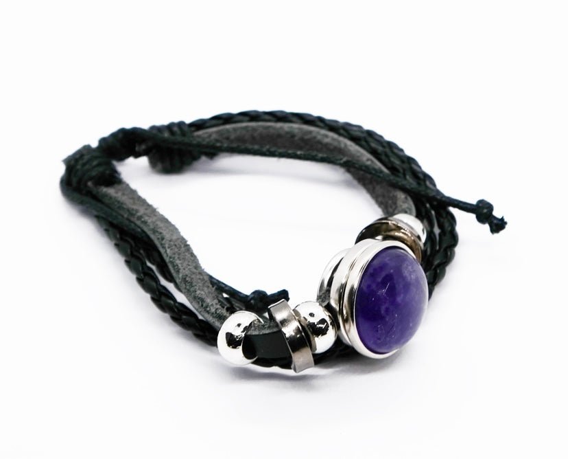 Amethyst Leather Bracelet - itallbeginswithyou