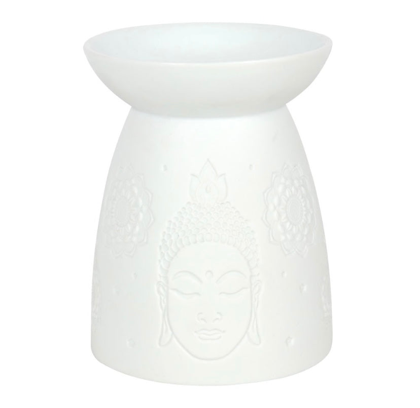 White Ceramic Buddha Face Wax/Oil Burner