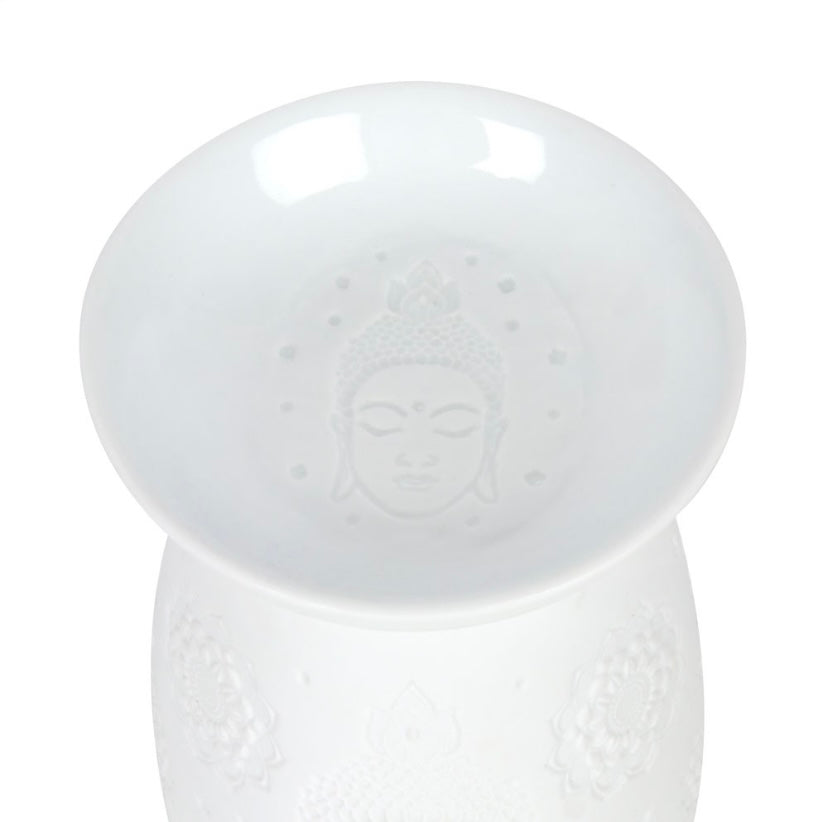 White Ceramic Buddha Face Wax/Oil Burner