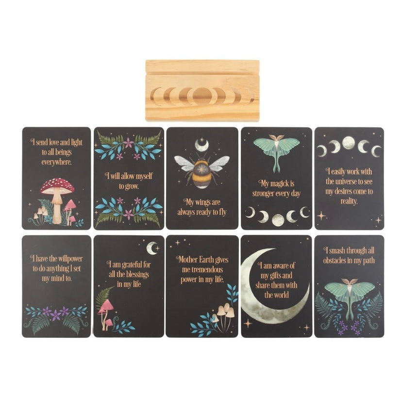 Mystical Forest Affirmation Cards With Wooden Stand