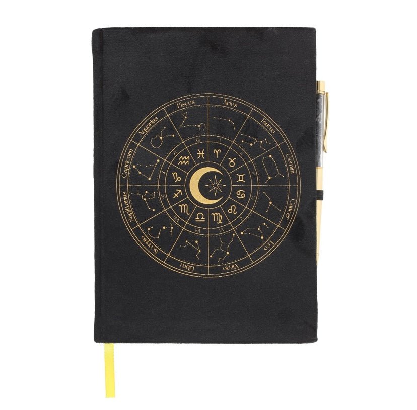 Astrology Wheel Journal With Black Obsidian Crystal Pen - itallbeginswithyou