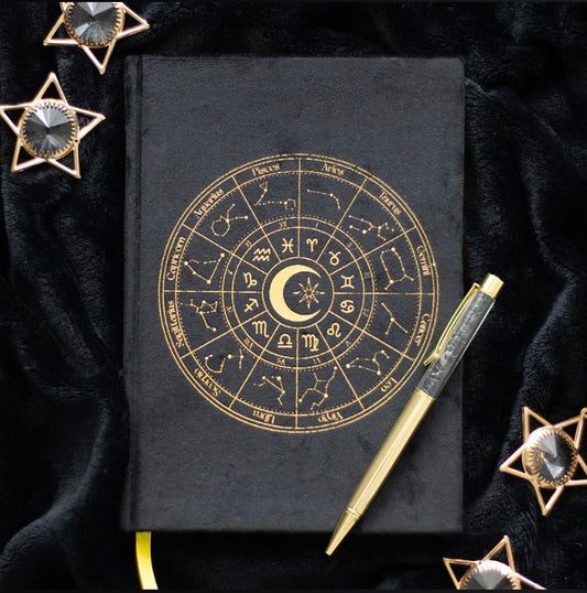 Astrology Wheel Journal With Black Obsidian Crystal Pen