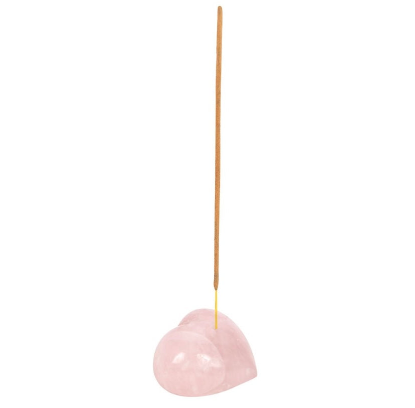 Rose Quartz Crystal Heart Incense Stick Holder