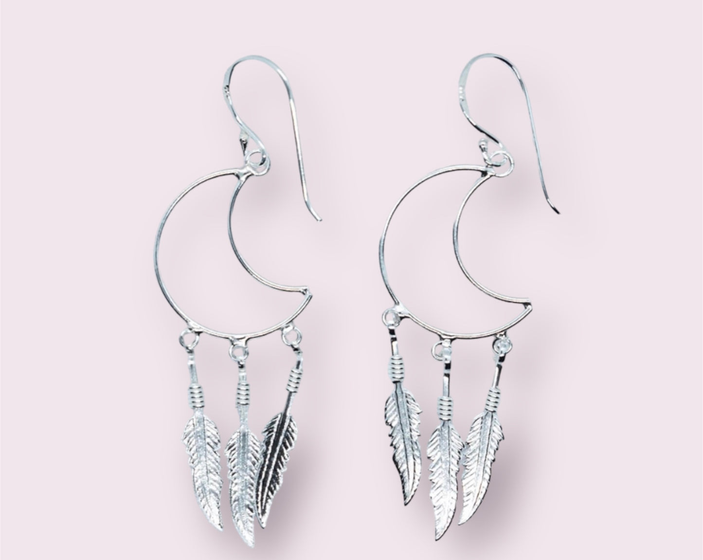 Sterling Silver Moon Dream Catcher Earrings