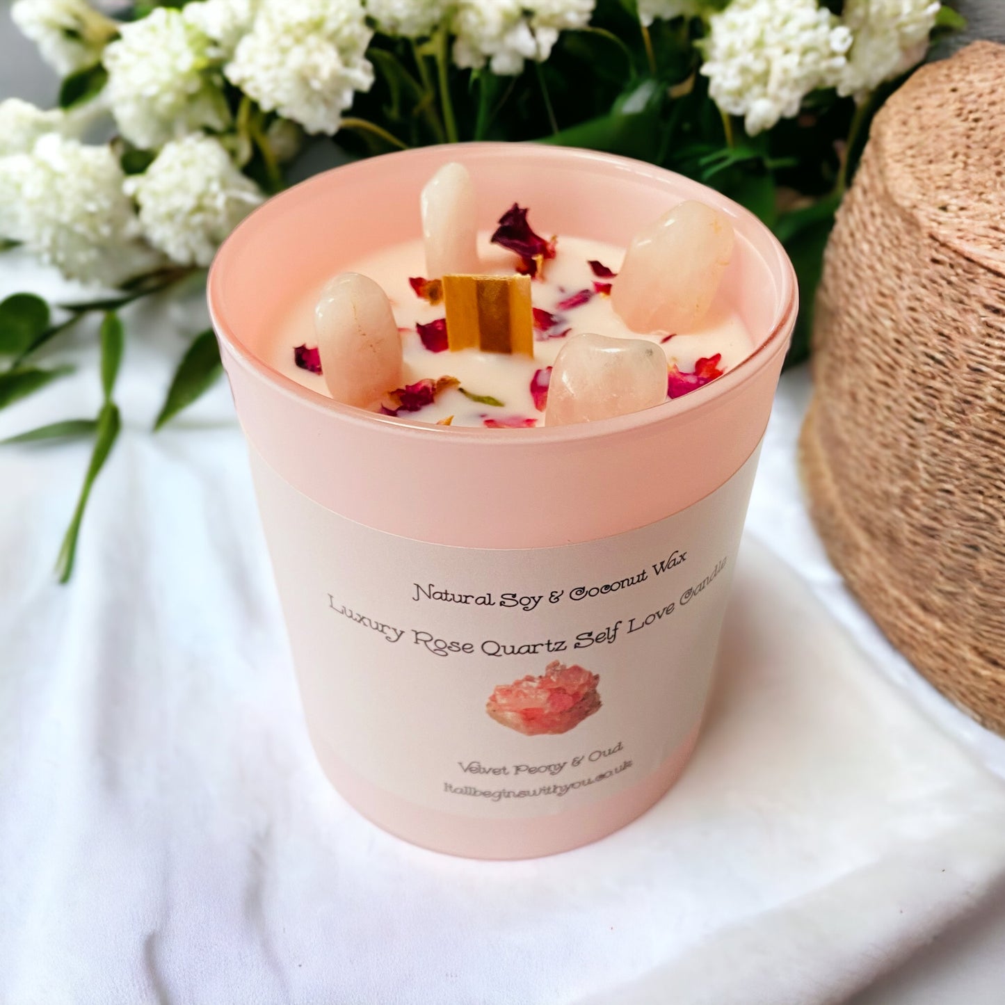 Luxury Rose Quartz Self Love Candle