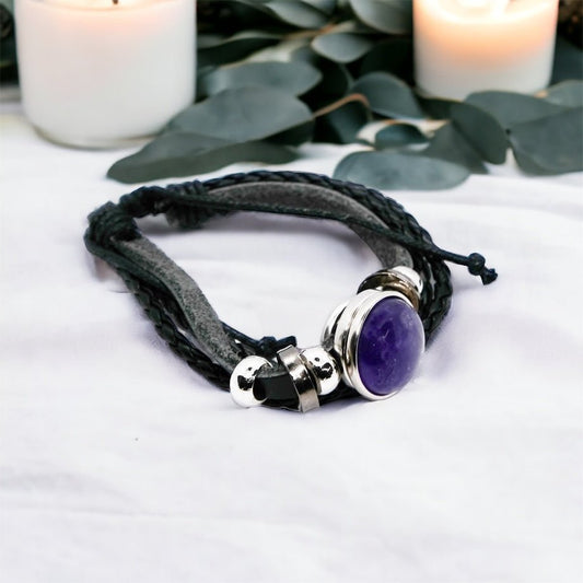 Amethyst Leather Bracelet - itallbeginswithyou