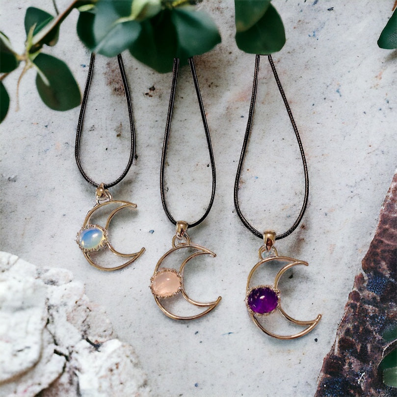 Moon Gemstone Pendant Necklace