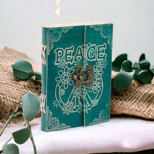 Green Peace Leather Journal With Lock