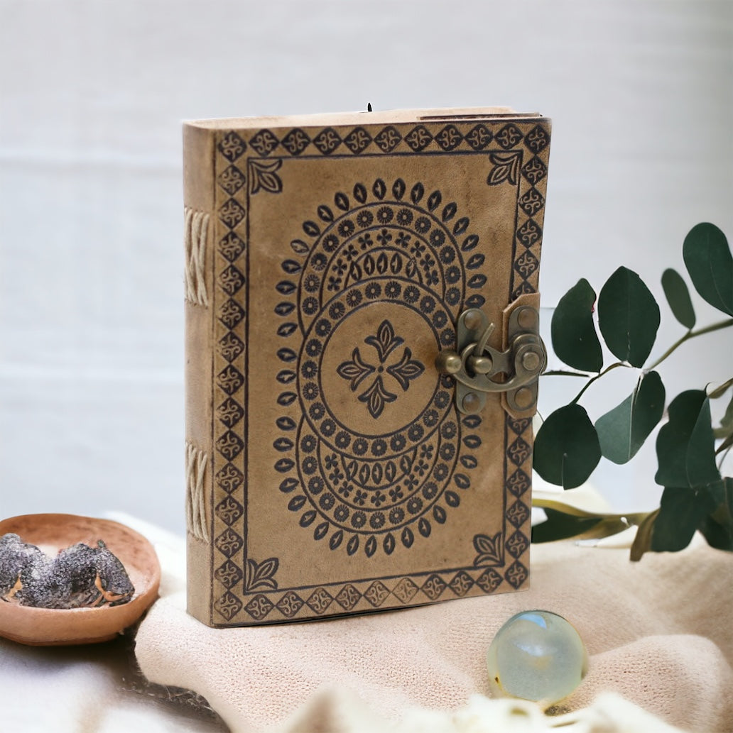 Mandala Leather Journal With Lock