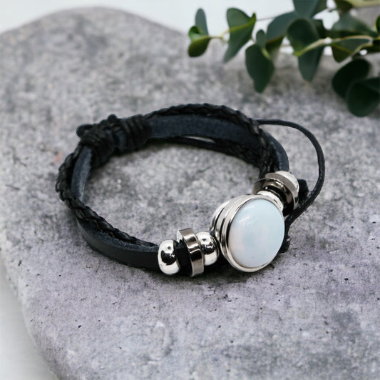 Opalite Leather Bracelet