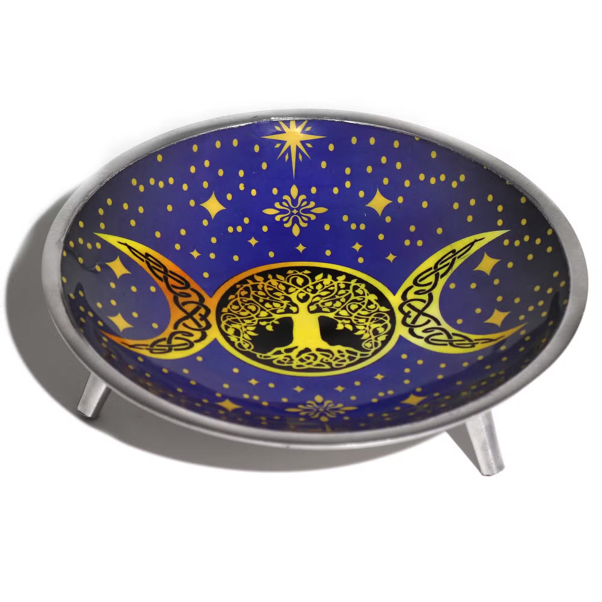 Purple Triple Moon ritual offering plate with Tree of Life design