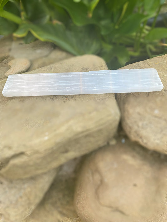 Selenite ingot crystal, healing stone for energy cleansing, clarity and spiritual protection.