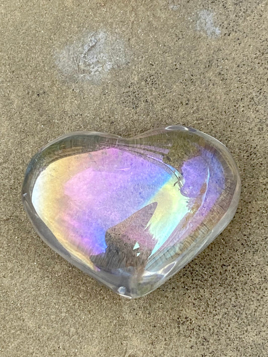 Angel Aura Quartz Puff Heart Stone