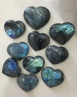 Mini Labradorite Hearts X3